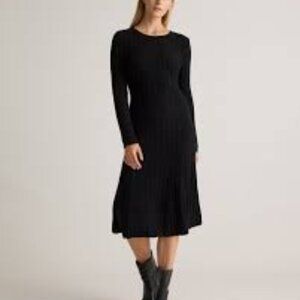 NWT Quince Mongolian Cashmere Wide-Rib Midi Dress - Small - Black